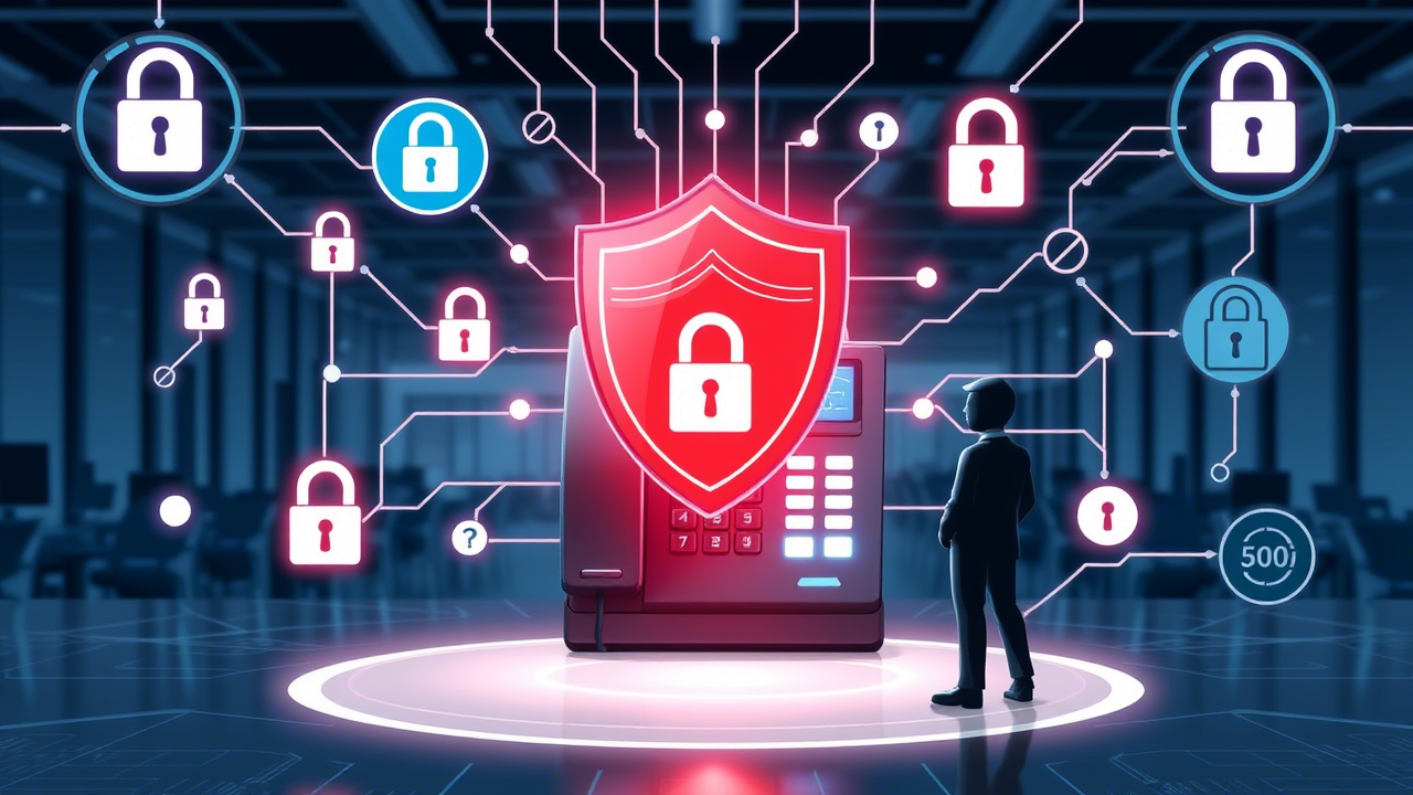 Featured image representing the complete VoIP security measures guide, visually summarizing the article's key concepts for protecting business communications.