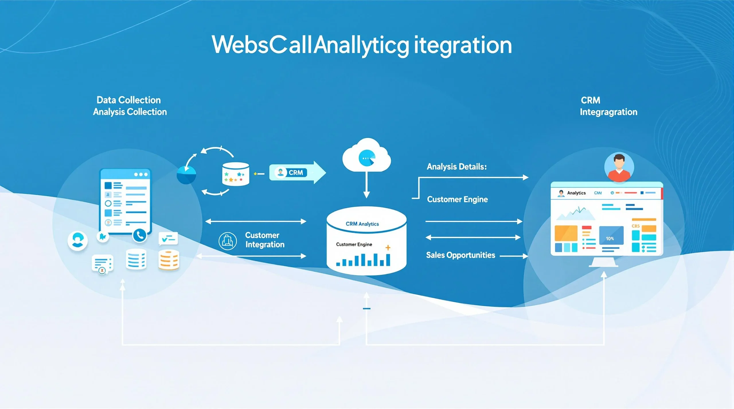 Close-up image of call analytics integration with CRM systems demonstrating practical application and data flow between platforms