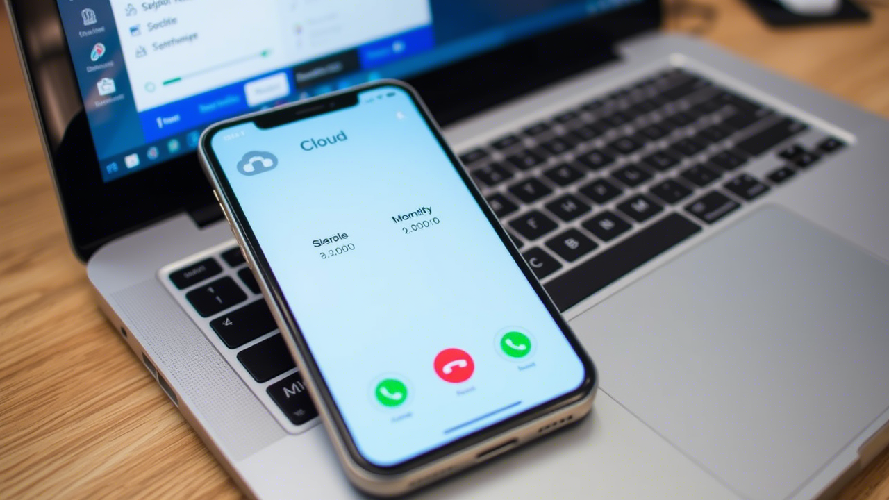 Close-up image of cloud phone system mobile integration, demonstrating practical application and seamless communication across devices.