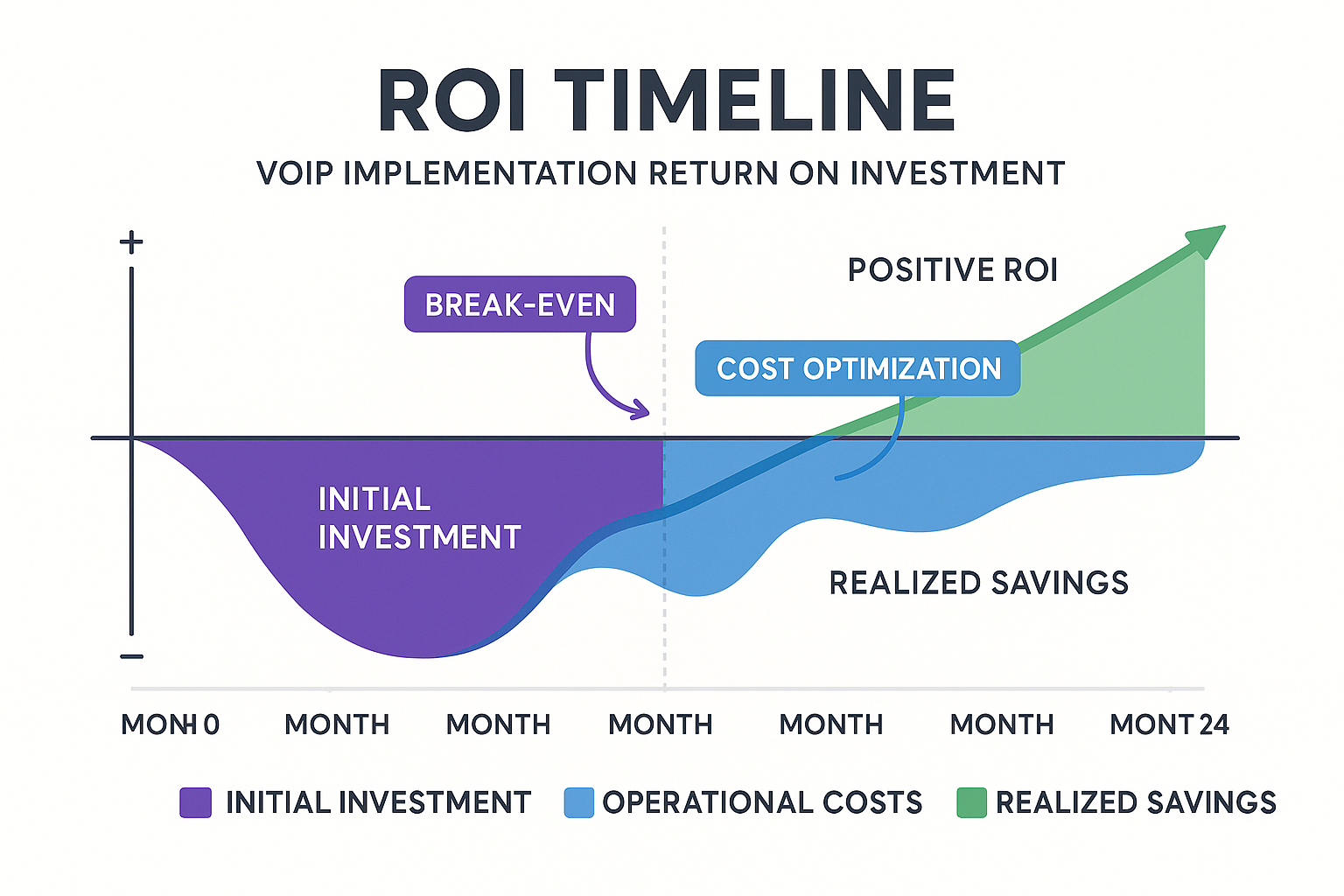 Chart showing the return on investment timeline for VoIP cloud phone systems 