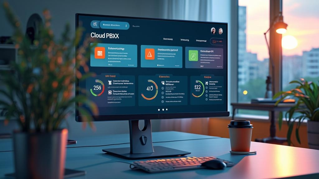 Modern cloud PBX dashboard interface showcasing unified communications management for small business VoIP solutions