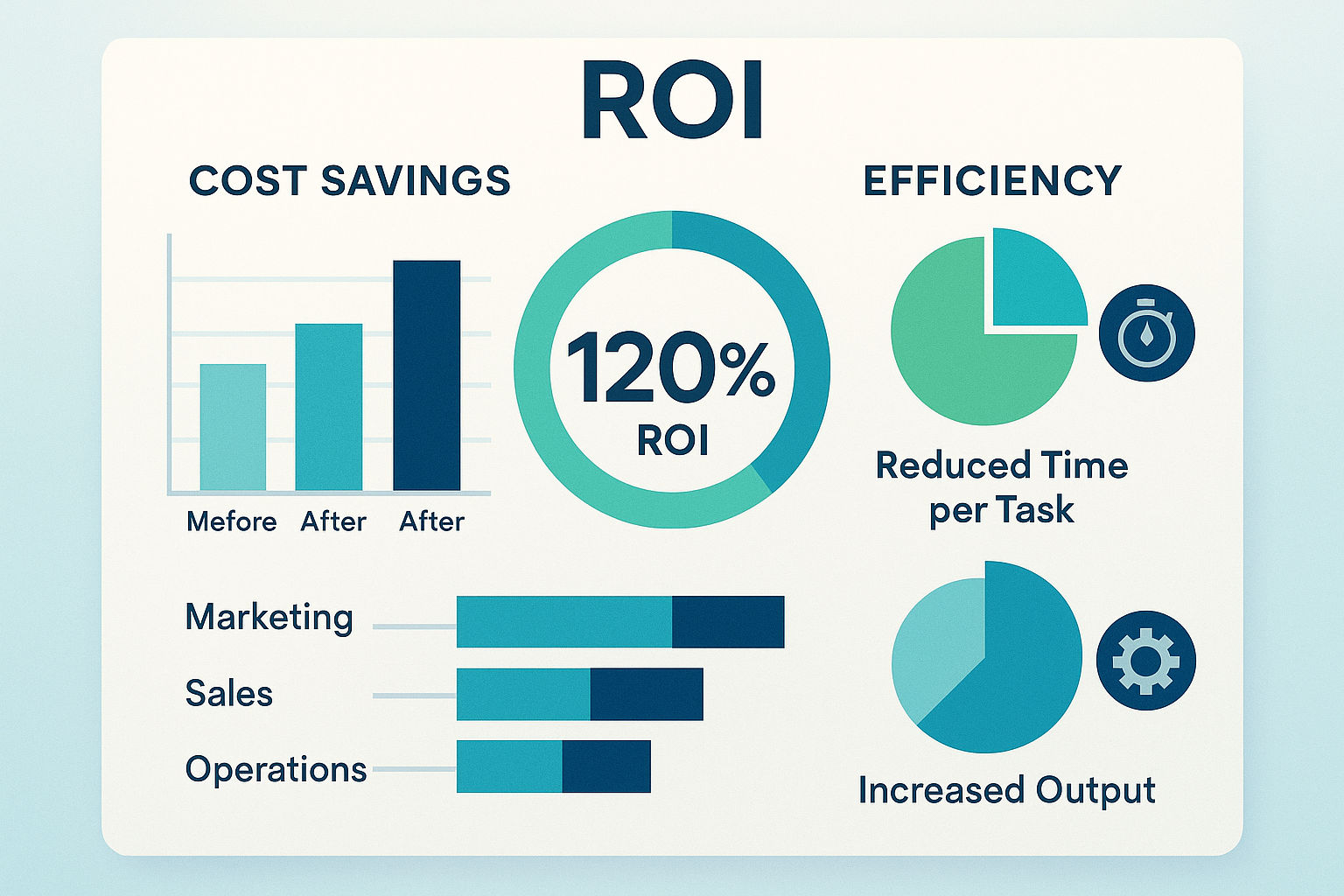 ROI infographic showing cost savings and efficiency improvements from implementing auto-attendant features in business