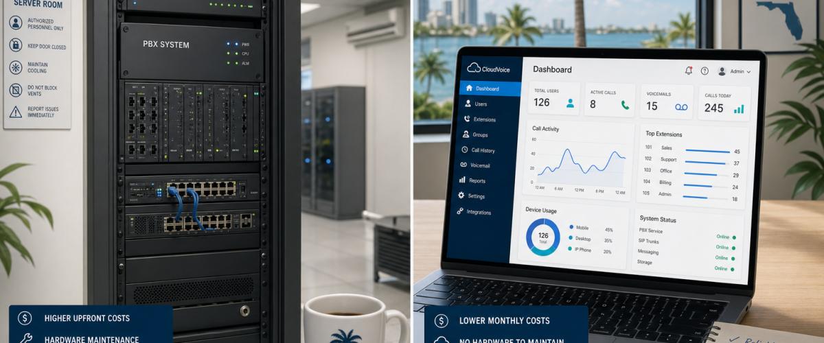 Florida business phone system cost vs on-prem PBX