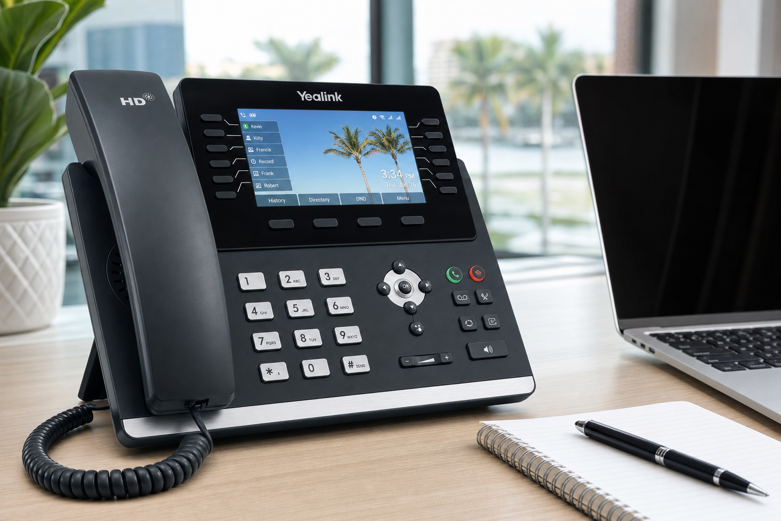VoIP desk phone on a Florida small business office desk